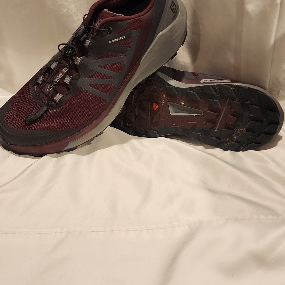 Salomon Men's Trail Running Shoes - Burgundy and Gray